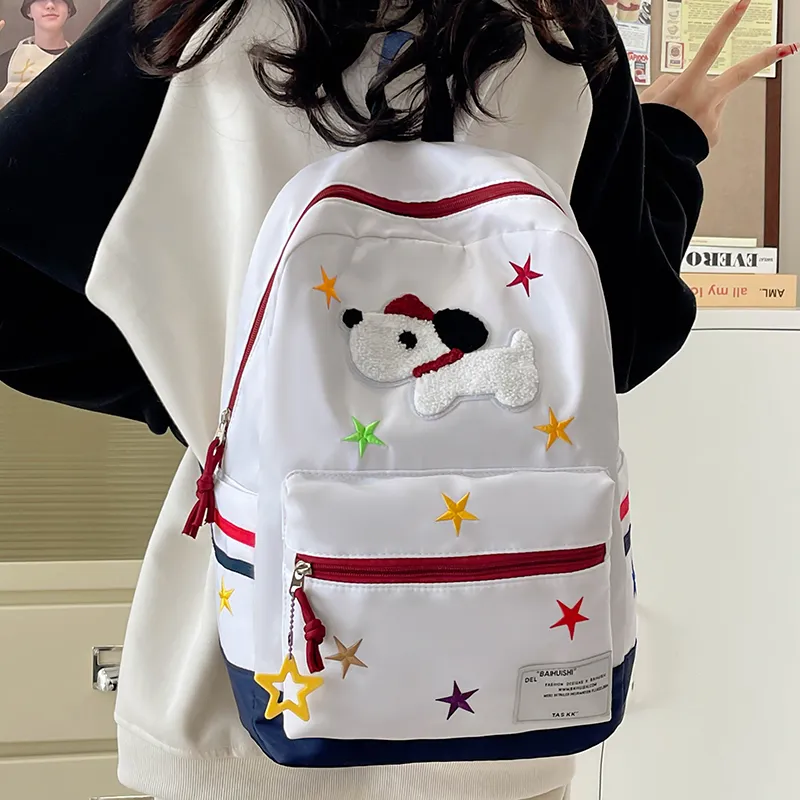 Yalu Nylon Backpack Regular Women's White-5