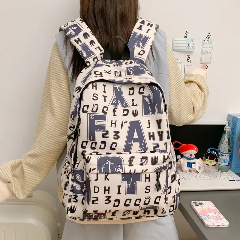 Yalu Nylon Backpack Unisex White/Black/Ecru/Black Gray-13