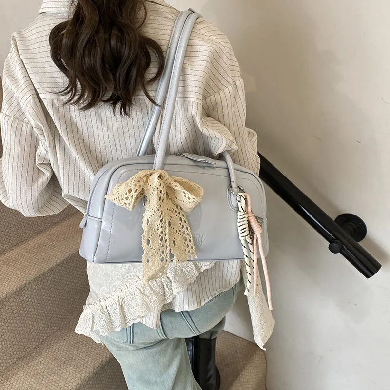 Yalu PU Shoulder Bag Regular Women's Pink/White/Silver/Black/Blue-32