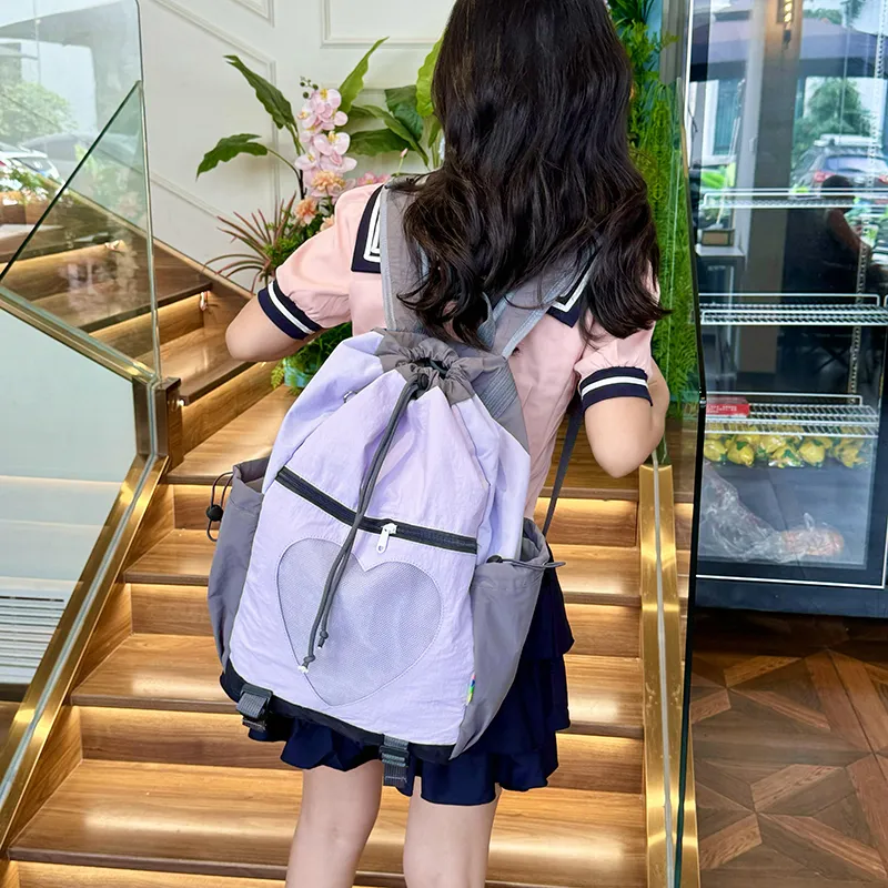 Yalu Nylon Backpack Regular Unisex Green/Pink/Brown-15