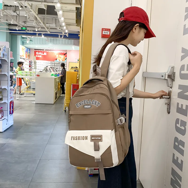 Yalu Nylon Backpack Unisex Black/Orange Red/Coffee/Green/Blue/Pink-8