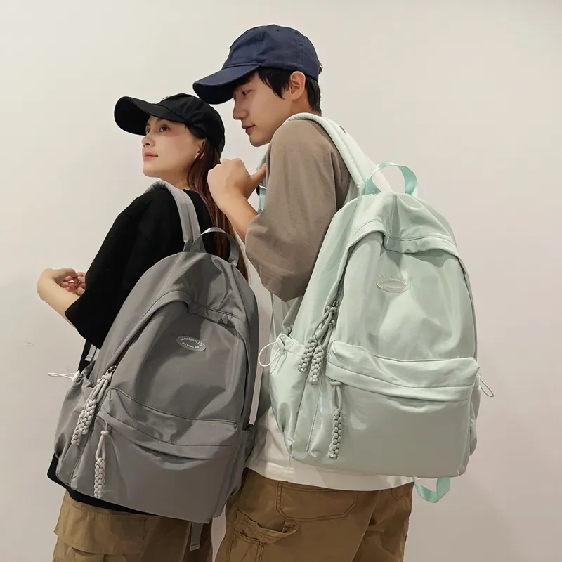 Yalu Nylon Backpack Regular Unisex Gray/Black/Light Green/Green/Pink-13