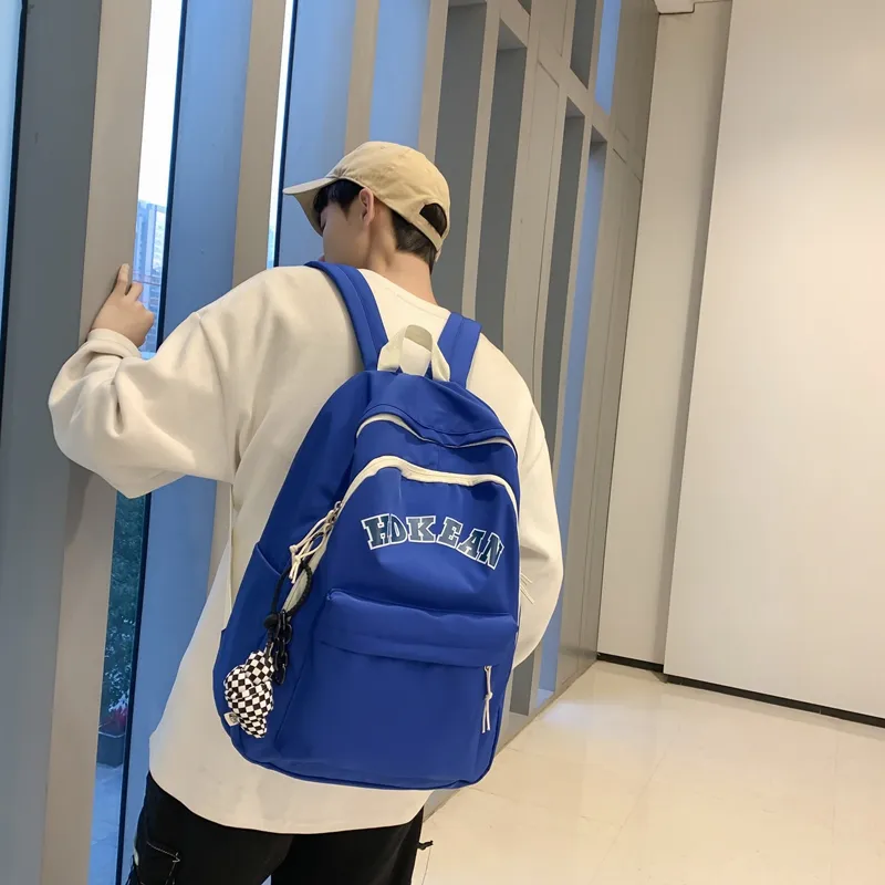 Yalu Nylon Backpack Unisex Klein Blue/White/Black/Red/Light Blue-6