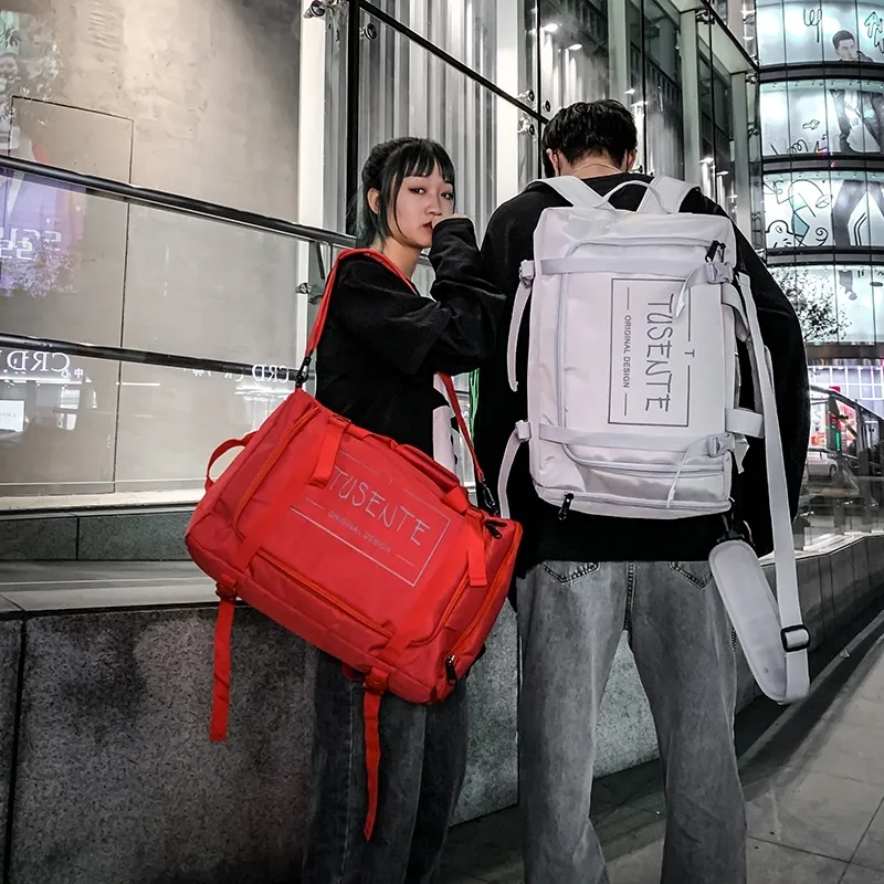 Yalu Nylon Backpack Regular Unisex Light Gray/Dark Gray/Black/Red-9