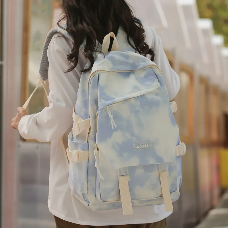 Yalu Nylon Backpack Regular Unisex Light Blue/Light Green-1