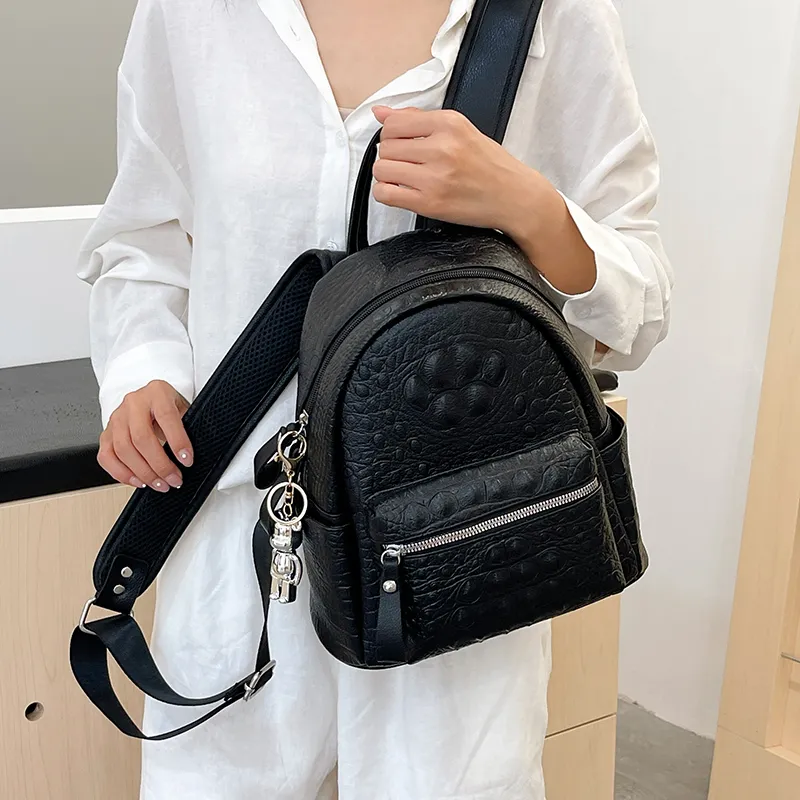 Yalu PU Backpack Women's White/Black-22