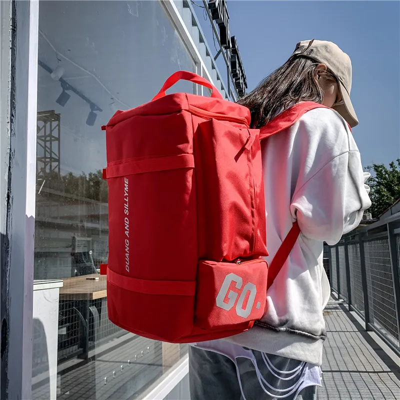 Yalu Nylon Travel Bag Backpack Unisex Light Gray/Dark Gray/Black/Red-21