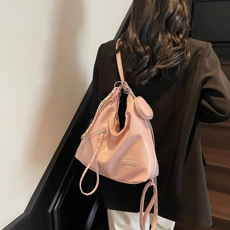 Yalu PU Backpack Women's Ecru/Black/Blue/Pink-21