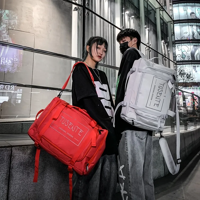 Yalu Nylon Backpack Regular Unisex Light Gray/Dark Gray/Black/Red-25