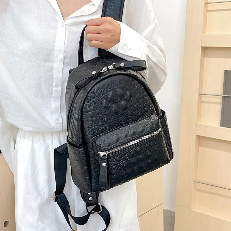 Yalu PU Backpack Women's White/Black-25