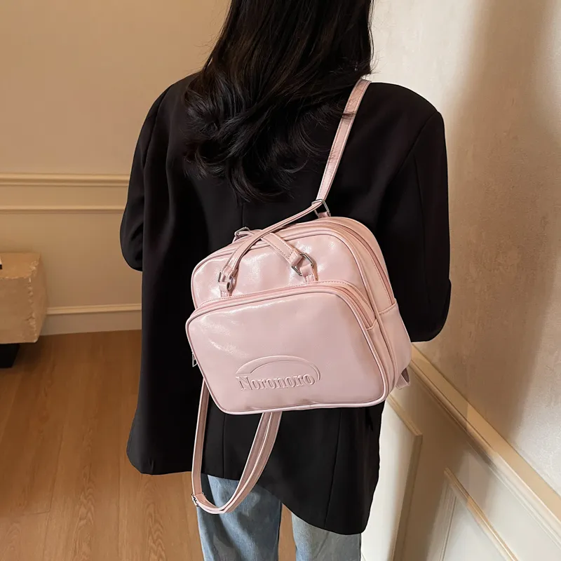 Yalu PU Backpack Shoulder Bag Regular Women's White/Black/Blue/Pink-26
