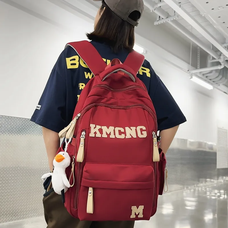 Yalu Fabric Backpack Unisex Black/Red/Khaki/Blue-11