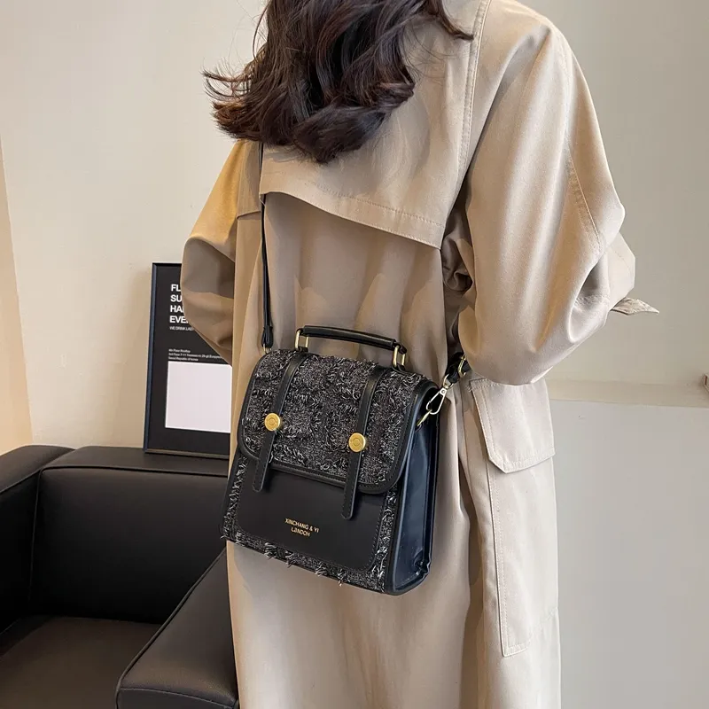 Yalu PU Backpack, Shoulder Bag, Crossbody Bag Regular Women's Light Brown/Black/Black White Plaid-9