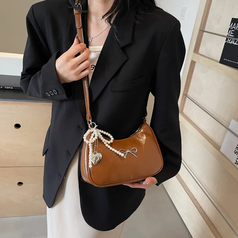 Yalu PU Shoulder Bag, Crossbody Bag Women's Ecru/Silver/Black/Red/Brown-31