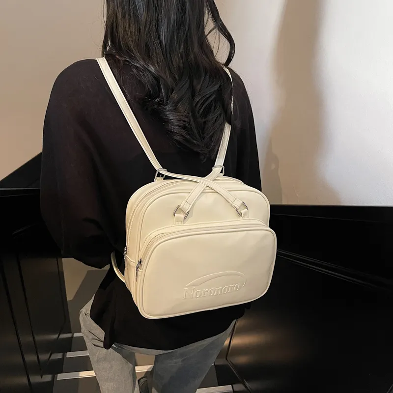 Yalu PU Backpack Shoulder Bag Regular Women's White/Black/Blue/Pink-4