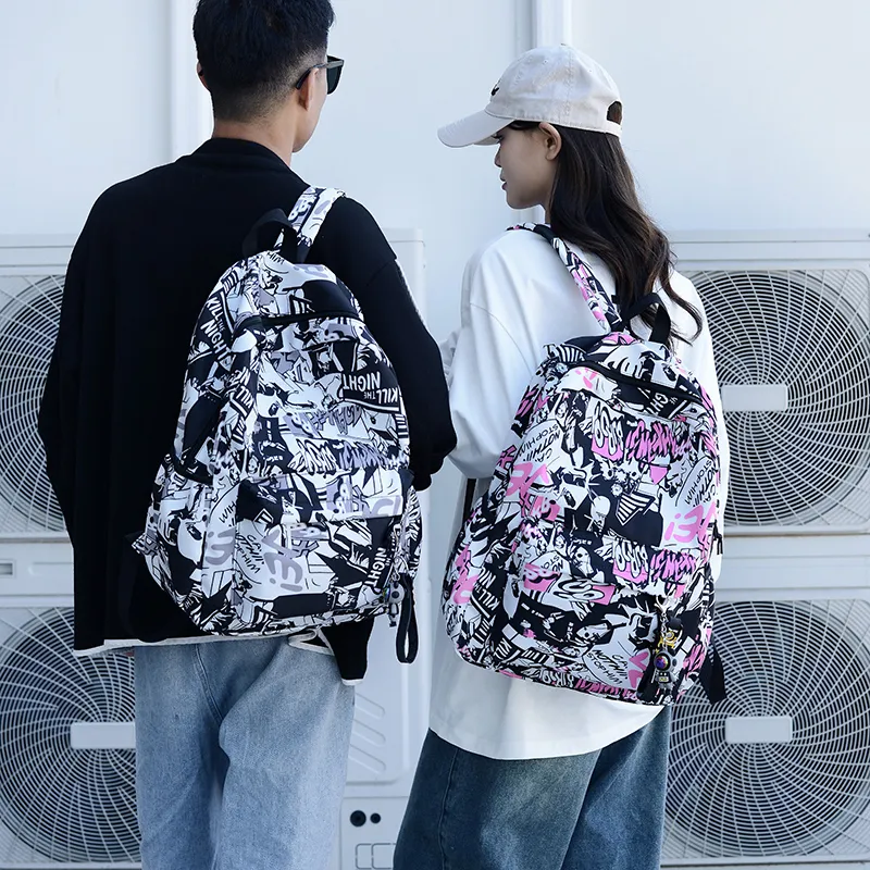 Yalu Nylon Backpack Unisex Pink/Gray/Green/Blue/Navy Blue-3