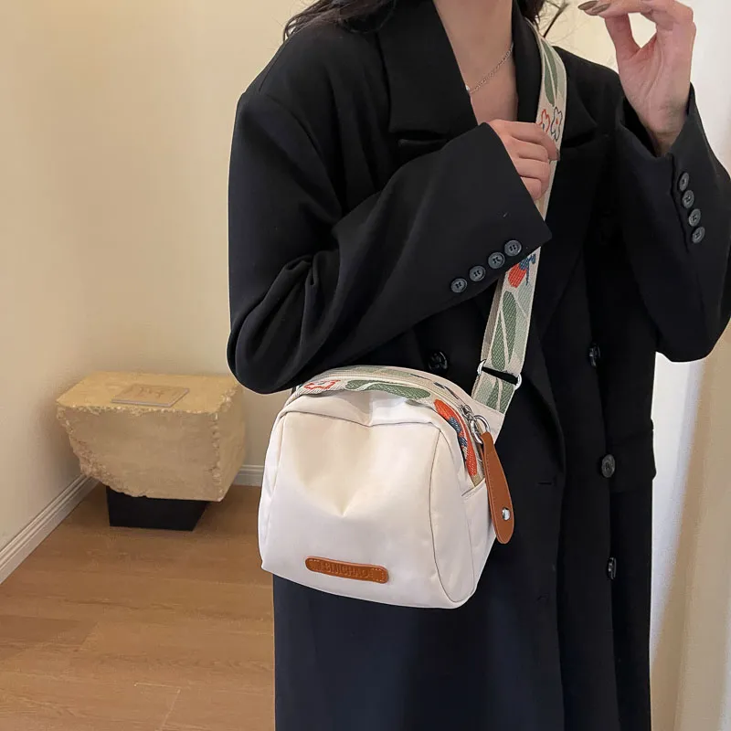 Yalu Nylon Shoulder Bag, Crossbody Bag Unisex Orange/Black/Ecru-16