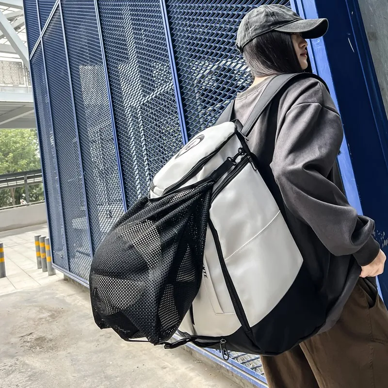 Yalu Nylon Backpack Unisex White/Dark Gray/Black-5