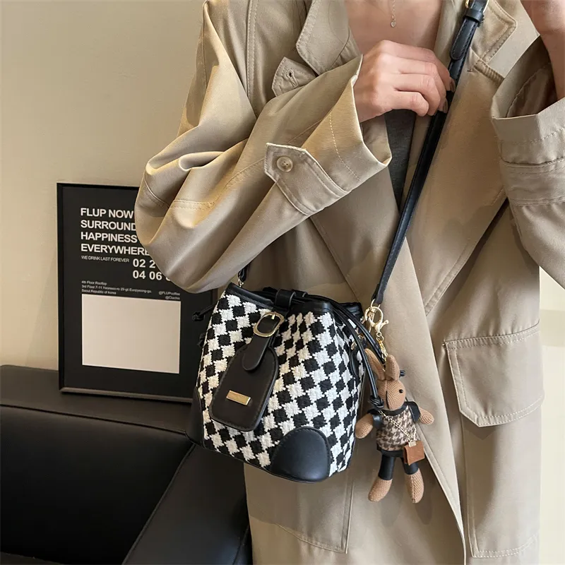 Yalu Plaid Fabric Shoulder Bag, Crossbody Bag Regular Women's Multicolor-1