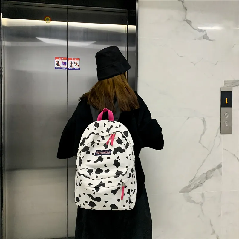 Yalu Nylon Backpack Unisex Leopard Print/Cow-12