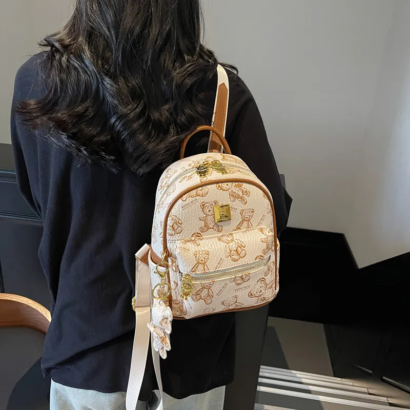 Yalu PU Backpack Women's White/Black/Pink/Brown-5