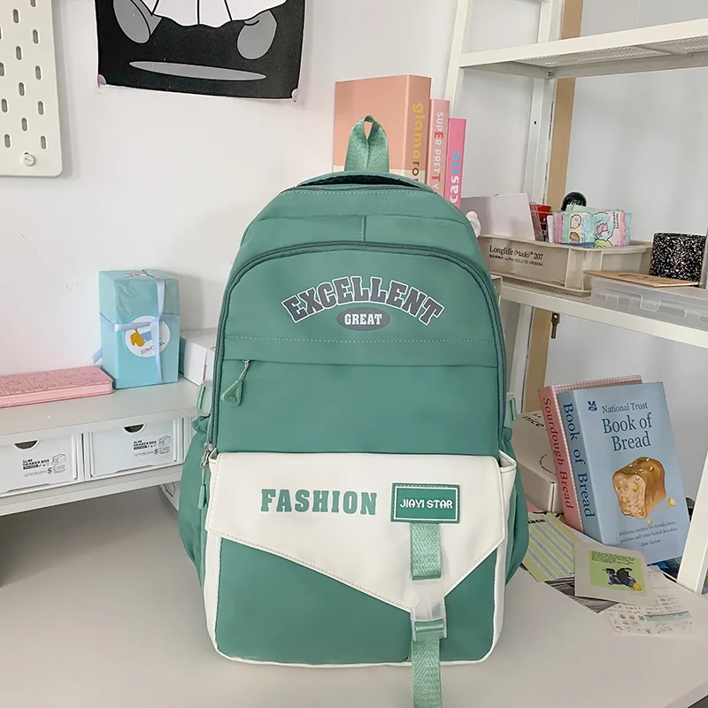 Yalu Nylon Backpack Unisex Black/Orange Red/Coffee/Green/Blue/Pink-15