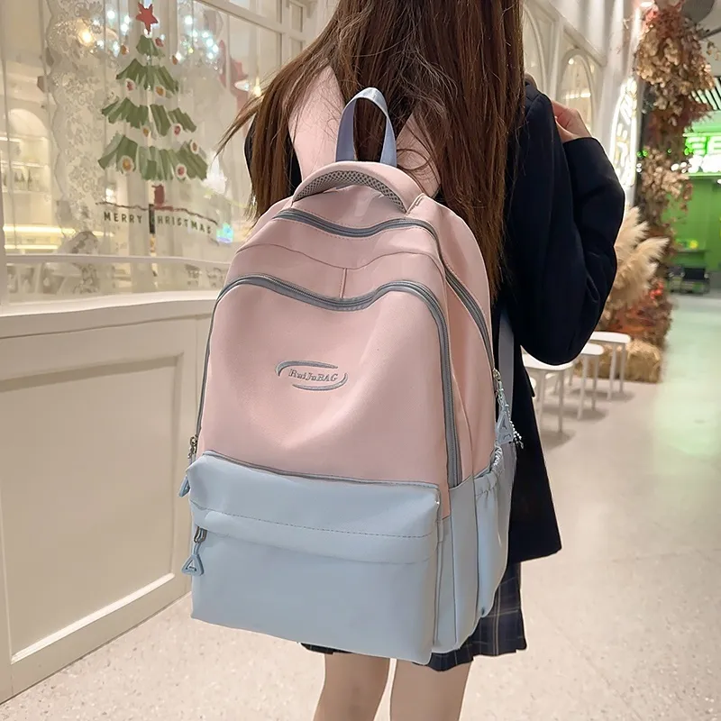 Yalu Nylon Backpack Unisex White/Light Yellow/Orange/Khaki/Pink-17