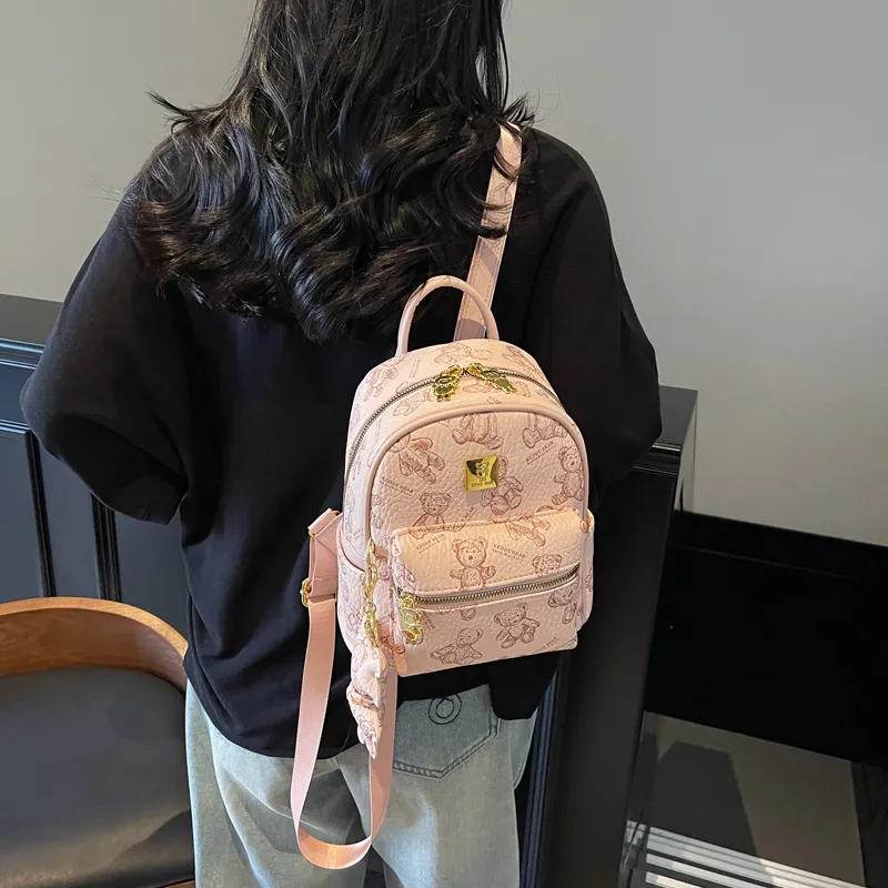 Yalu PU Backpack Women's White/Black/Pink/Brown-16