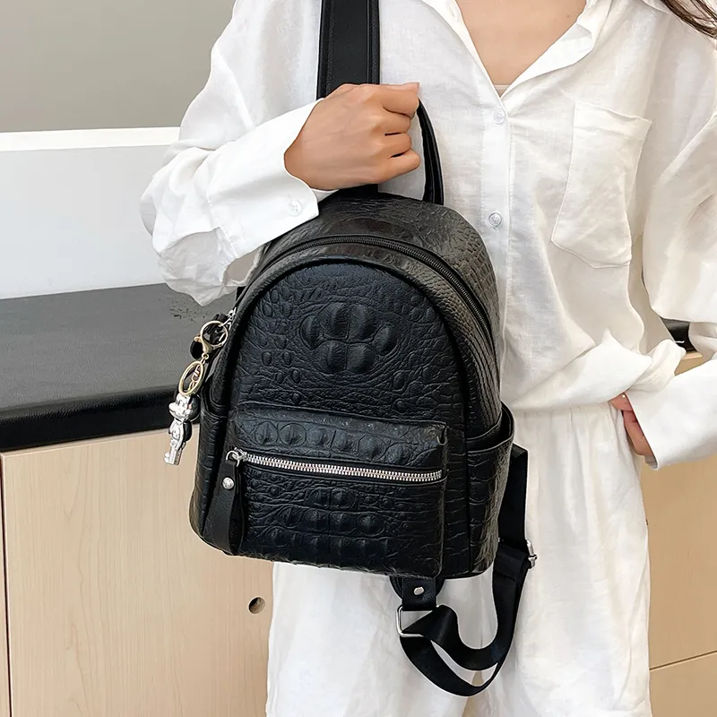 Yalu PU Backpack Women's White/Black-23