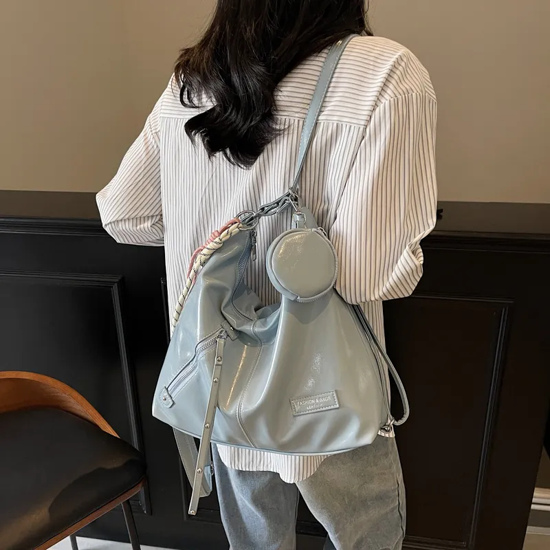 Yalu PU Backpack Women's Ecru/Black/Blue/Pink-17