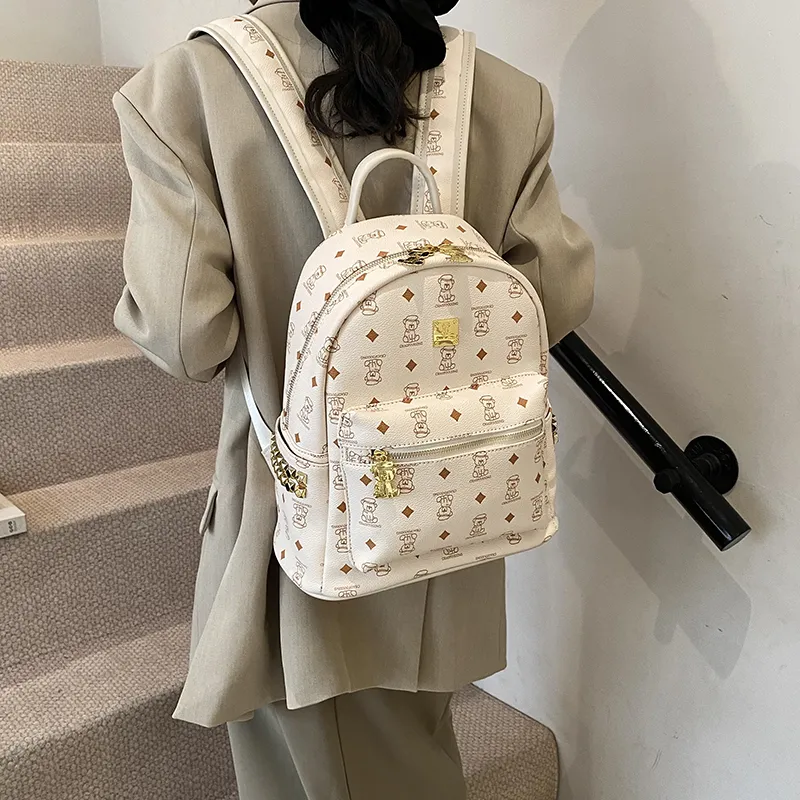 Yalu PU Backpack Regular Women's Black/Beige/Pink/Brown-9