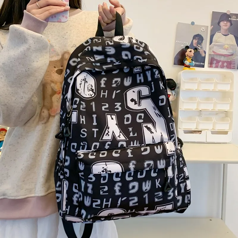 Yalu Nylon Backpack Unisex White/Black/Ecru/Black Gray-11