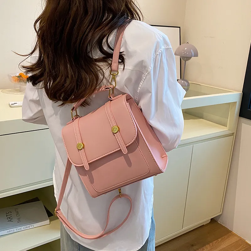 Yalu PU Crossbody Handheld Backpack, One Shoulder Backpack Women's Ecru/Silver/Black/Coffee/Pink-31