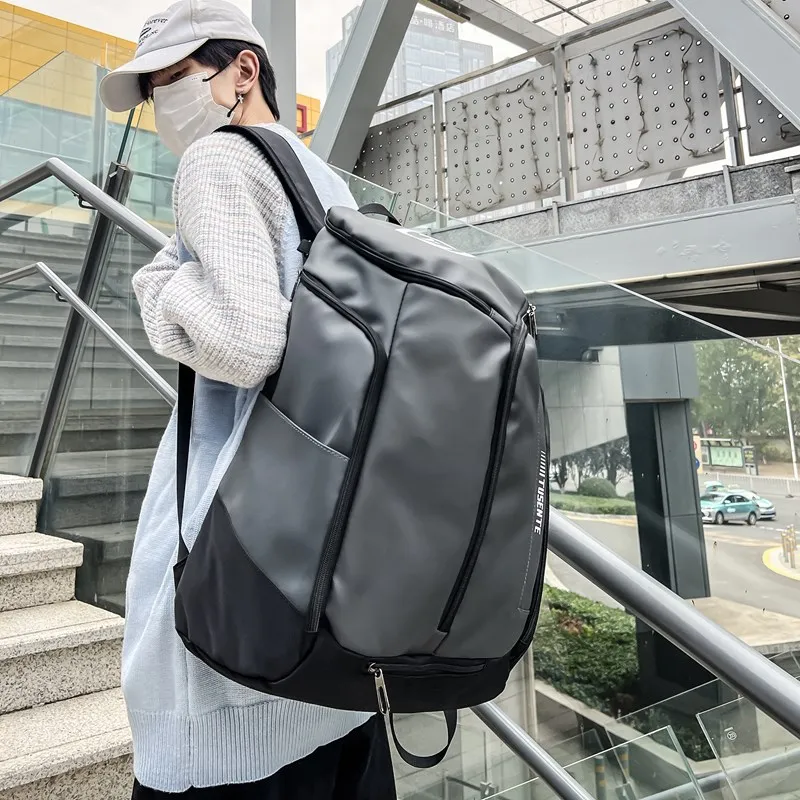 Yalu Nylon Backpack Unisex White/Dark Gray/Black-12