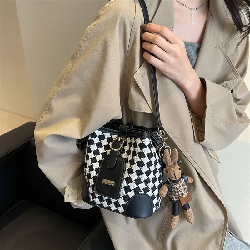 Yalu Plaid Fabric Shoulder Bag, Crossbody Bag Regular Women's Multicolor-6
