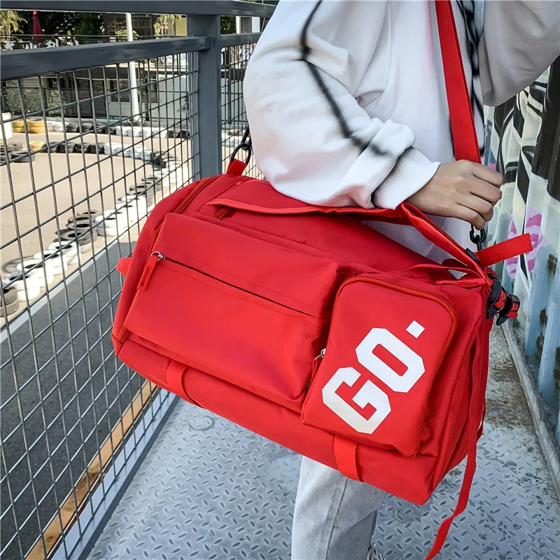 Yalu Nylon Travel Bag Backpack Unisex Light Gray/Dark Gray/Black/Red-20