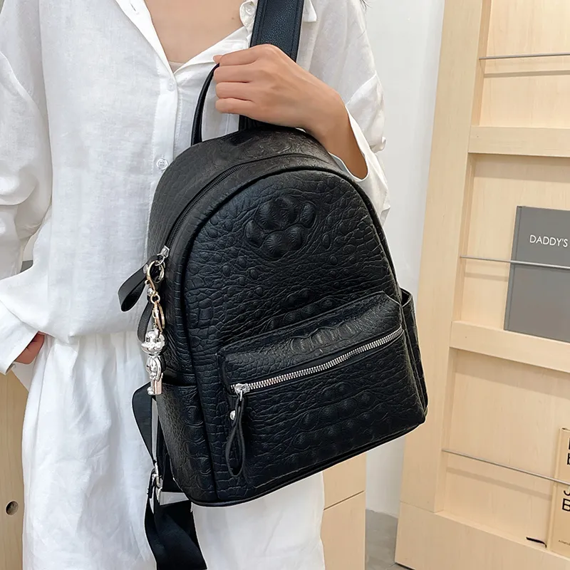 Yalu PU Backpack Women's White/Black-10
