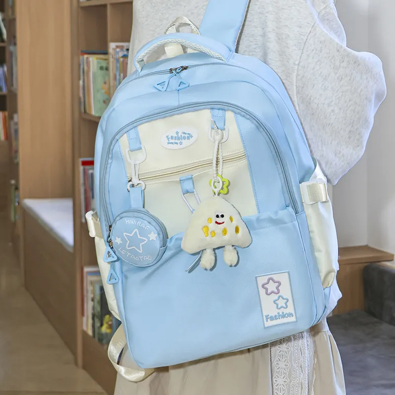 Yalu Nylon Backpack Regular Unisex Black/Pink/Purple/Light Yellow/Peacock Blue/Brown-31