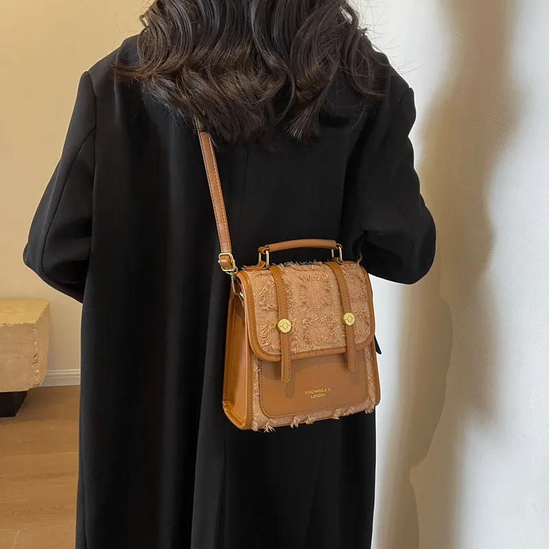 Yalu PU Backpack, Shoulder Bag, Crossbody Bag Regular Women's Light Brown/Black/Black White Plaid-6