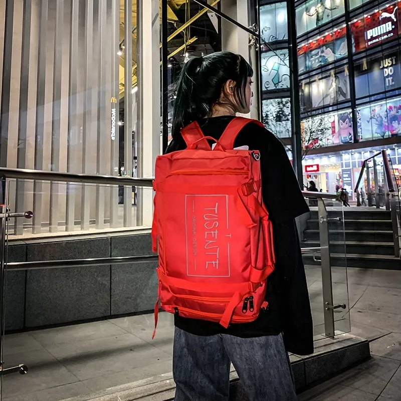 Yalu Nylon Backpack Regular Unisex Light Gray/Dark Gray/Black/Red-26