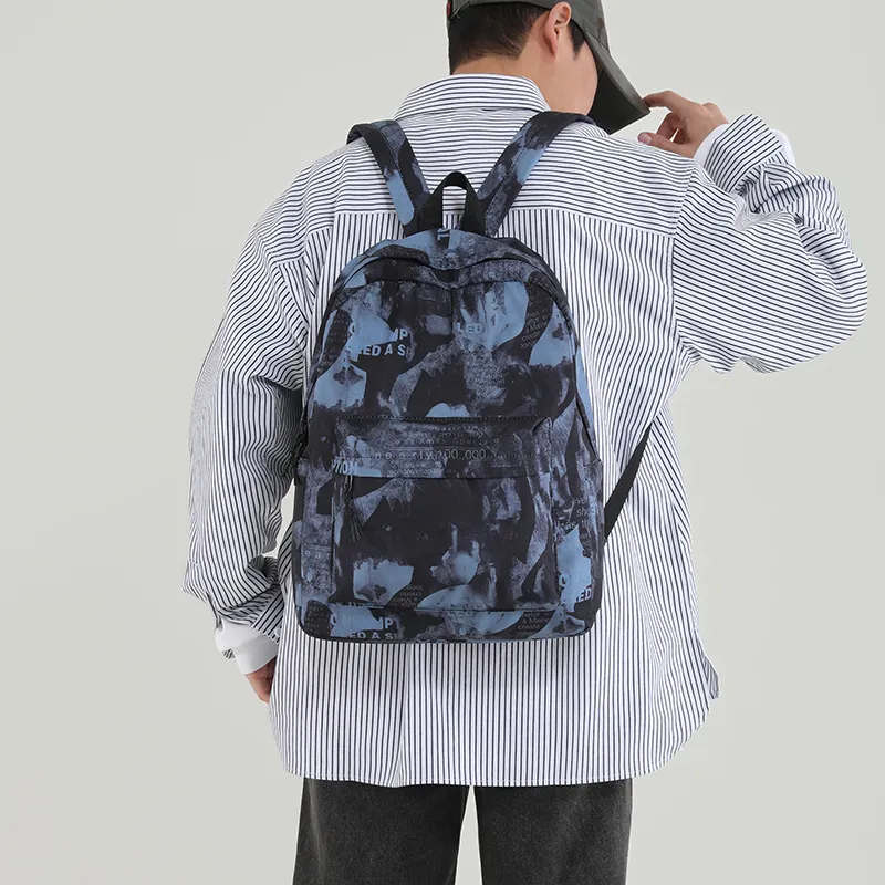 Yalu Nylon Backpack Regular Women's Blue White Purple/Blue Black/Black White/Black Blue Gray-6