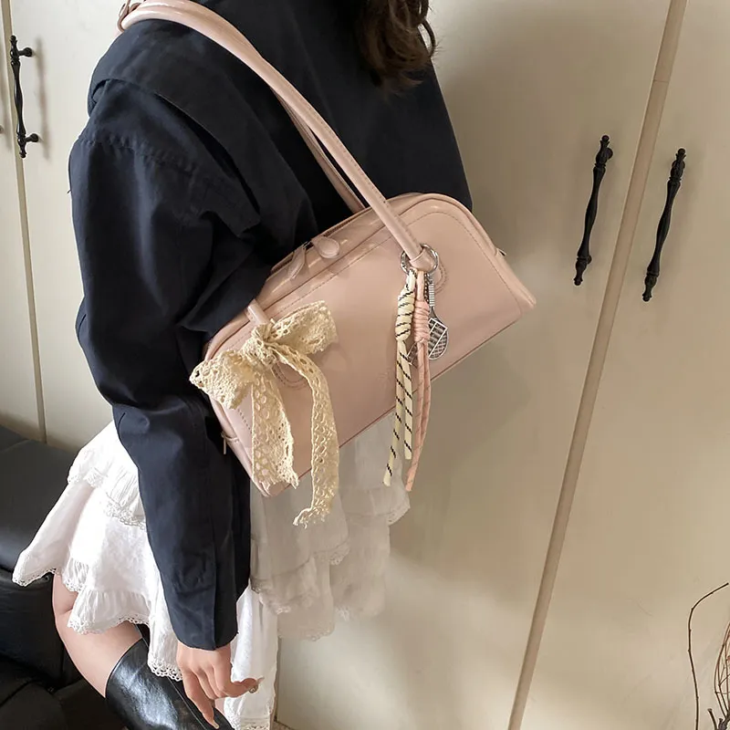 Yalu PU Shoulder Bag Regular Women's Pink/White/Silver/Black/Blue-4