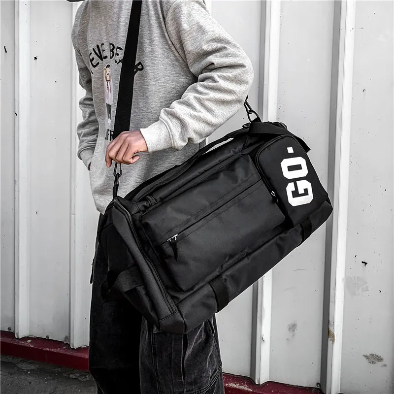 Yalu Nylon Travel Bag Backpack Unisex Light Gray/Dark Gray/Black/Red-9