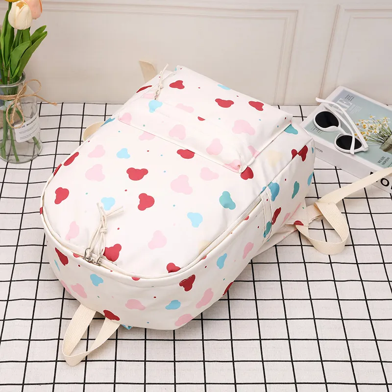 Yalu Nylon Backpack Regular Unisex White Kitten/White Heart-6