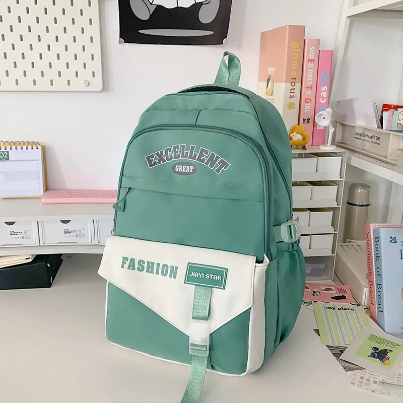 Yalu Nylon Backpack Unisex Black/Orange Red/Coffee/Green/Blue/Pink-14
