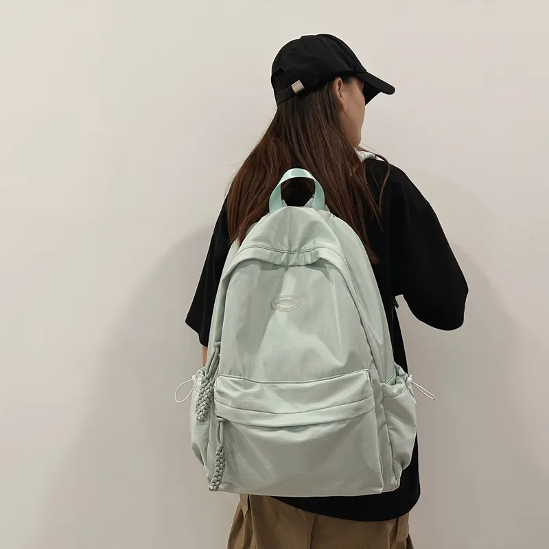 Yalu Nylon Backpack Regular Unisex Gray/Black/Light Green/Green/Pink-20