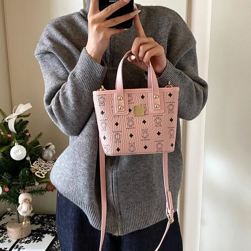 Yalu PU Basket Bag, One Shoulder Handbag Women's Black/Yellow/Beige/Pink-21