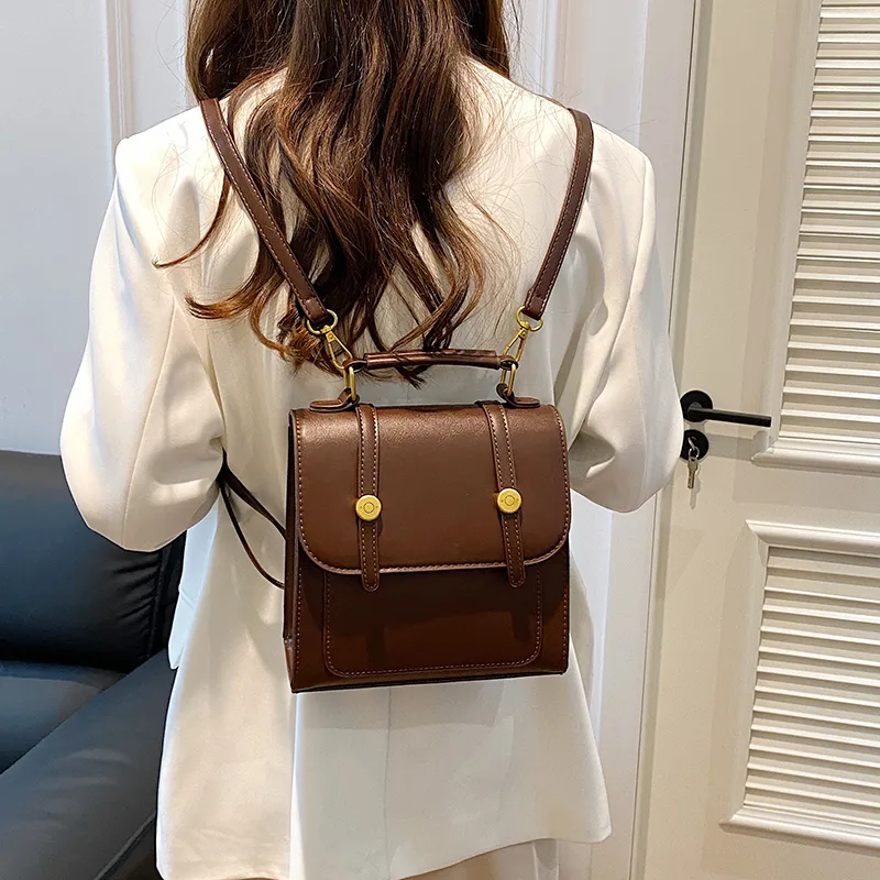 Yalu PU Crossbody Handheld Backpack, One Shoulder Backpack Women's Ecru/Silver/Black/Coffee/Pink-27