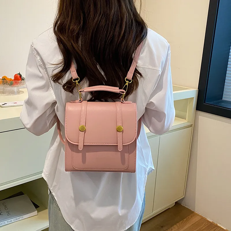 Yalu PU Crossbody Handheld Backpack, One Shoulder Backpack Women's Ecru/Silver/Black/Coffee/Pink-32