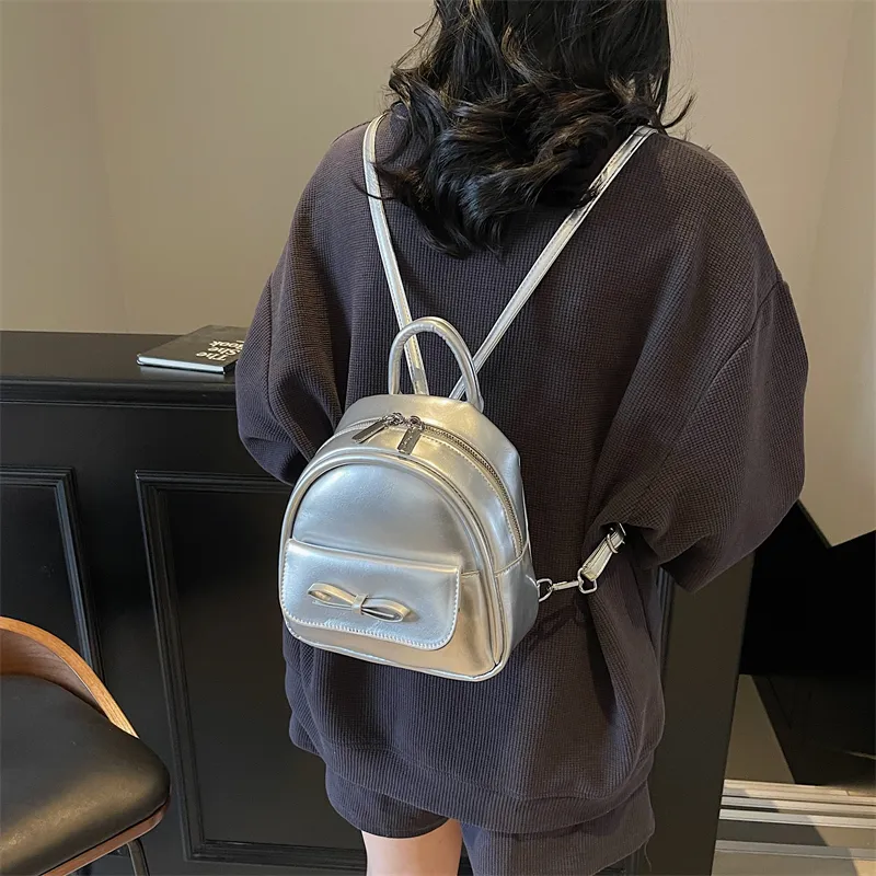 Yalu PU Backpack Women's Ecru/Silver/Black/Light Green/Pink-10